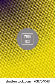 Modern minimal cover template. Contrast yellow on purple geometrical halftone background. Hipster linear trendy neon poster design. Dynamic shapes, waves, lines, stripes, zigzag minimal cover layers. 