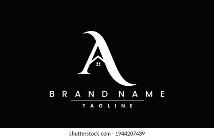 modern minimal creative letter A logo design. Real Estate Vector icon template.