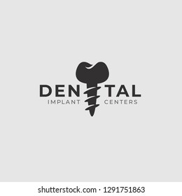 Modern minimal dental implant logo design.
Abstract tooth implant icon logotype. Dental clinic vector sign mark icon.