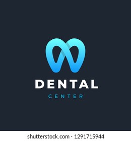 Modern minimal dentist logo design.
Abstract tooth icon logotype. Dental clinic vector sign mark icon.