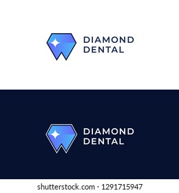 Modern minimal dentist logo design.
Abstract diamond tooth icon logotype. Dental clinic vector sign mark icon.