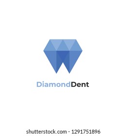 Modern minimal dentist logo design.
Abstract diamond tooth icon logotype. Dental clinic vector sign mark icon.