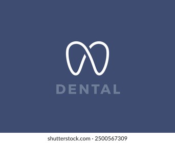 Modern minimal dentist logo design. Abstract tooth icon logotype. Dental clinic vector sign mark icon.