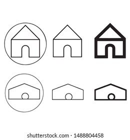 Modern and minimal design of a house. Flat monochrome isolated vector logo representing real estate or the main interface of an app.