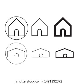 Modern and minimal design of a house. Flat monochrome isolated vector logo representing real estate or the main interface of an app.