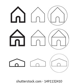 Modern and minimal design of a house. Flat monochrome isolated vector logo representing real estate or the main interface of an app.