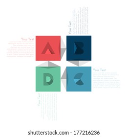 Modern Minimal Design Infographic Template with Alphabet - Vector Infographics - Numbered Banner - Horizontal Cutout lines - Website Layout