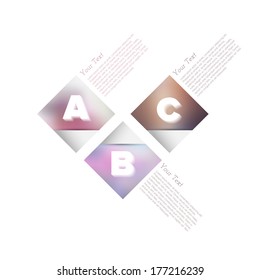 Modern Minimal Design Infographic Template with Alphabet - Vector Infographics - Numbered Banner - Horizontal Cutout lines - Website Layout