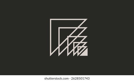  Design mínimo moderno com linhas quadradas arredondadas e forma de gráfico de pizza abstrata em fundo terra, perfeito para arte digital, branding e projetos criativos.