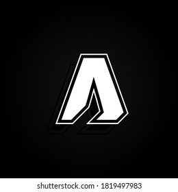 Modern, minimal and dynamic 'Rapper' font character with 45 degree angles, vector illustration