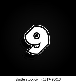 Modern, minimal and dynamic 'Rapper' font character with 45 degree angles, vector illustration