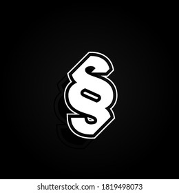 Modern, minimal and dynamic 'Rapper' font character with 45 degree angles, vector illustration
