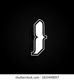 Modern, minimal and dynamic 'Rapper' font character with 45 degree angles, vector illustration