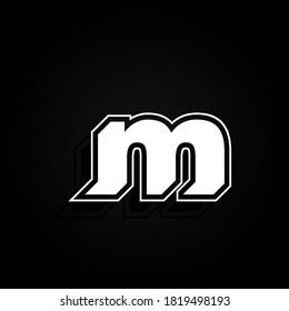 Modern, minimal and dynamic 'Rapper' font character with 45 degree angles, vector illustration