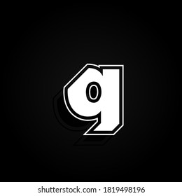 Modern, minimal and dynamic 'Rapper' font character with 45 degree angles, vector illustration
