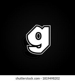 Modern, minimal and dynamic 'Rapper' font character with 45 degree angles, vector illustration