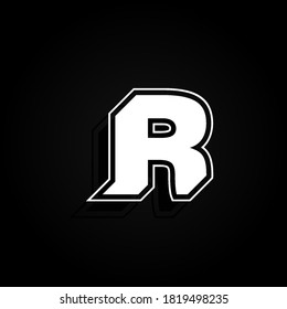 Modern, minimal and dynamic 'Rapper' font character with 45 degree angles, vector illustration