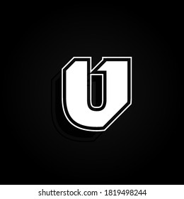 Modern, minimal and dynamic 'Rapper' font character with 45 degree angles, vector illustration
