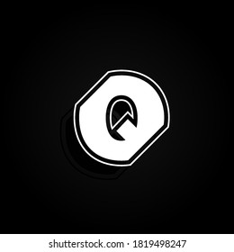 Modern, minimal and dynamic 'Rapper' font character with 45 degree angles, vector illustration