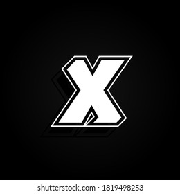 Modern, minimal and dynamic 'Rapper' font character with 45 degree angles, vector illustration