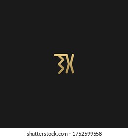 Moderno minimalista elegante diseño artístico único color negro y dorado TX XT X T con base inicial icono de letra.