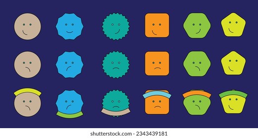 Modern and Minimal emotion shape face expression set vector design