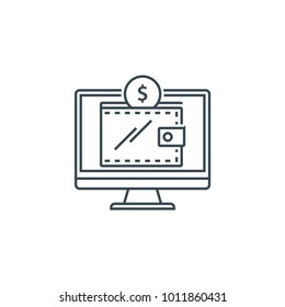 Modern minimal flat thin line digital wallet concept vector illustration. Mobile banking, online finance, e-commerce banner template. For mobile app, web, banner, poster, flyer, header, blog post.