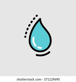 Modern minimal flat thin line water drop icon. Health, ecology, eco life style vector concept. Clean water symbol, save water concept. Mineral water icon. For mobile app, web, banner, poster, flyer.