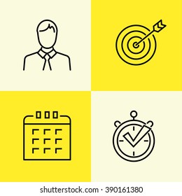 Modern minimal flat thin line business and finance icon set. Investment, stock exchange, commerce deal agreement, contract, concept. For mobile app, web, banner, poster, flyer