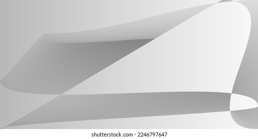 Modern Minimal Fluid Layers Illustration. Silver Gray Grey Dynamic Horizontal Lines. Alluminium Technology Digital Metallic Gradient Mesh. Smooth Monochromatic Futuristic Shape Original Background.