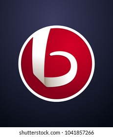 modern and minimal folded ribbon style initial logo in red background
