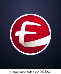 modern and minimal folded ribbon style initial logo in red round background
