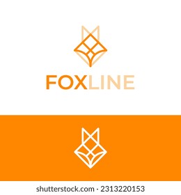 modern minimal fox head logo design with outline style