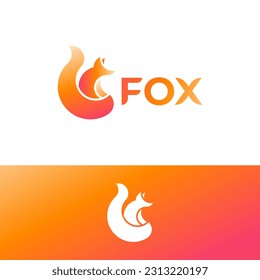 modern minimal fox logo design with gradient color