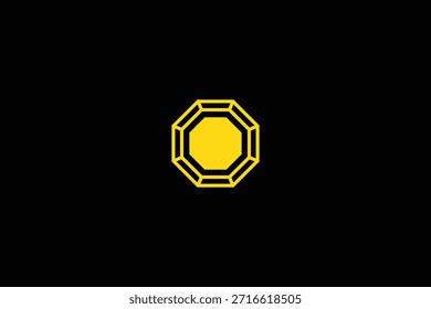 Diseño geométrico minimalista moderno del logotipo del octágono en fondo negro