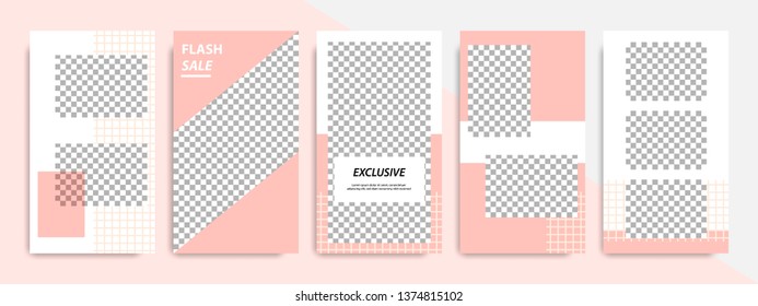 Modern minimal geometric shape square banner template in pink and peach color. Corporate advertising template for social media stories, story, business banner, flyer, brochure in white background.