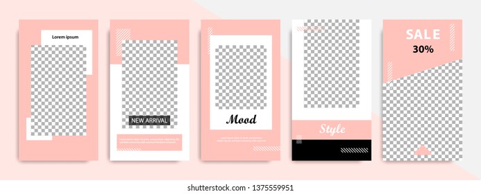 Modern minimal geometric shape square banner template in pink and peach color. Corporate advertising template for social media stories, story, business banner, flyer, brochure in white background.