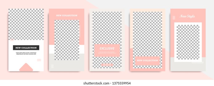 Modern minimale geometrische Form quadratische Banner Vorlage in rosa und pfirsichfarben. Corporate-Werbevorlage für Social-Media-Geschichten, Geschichte, Business-Banner, Flyer, Broschüre auf weißem Hintergrund.