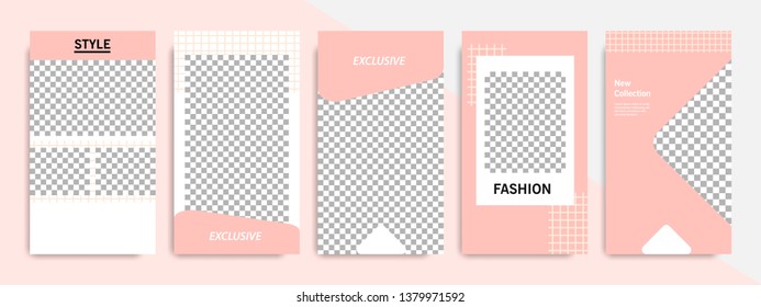 Modern minimal geometric shape square banner template in pink and peach color. Corporate advertising template for social media stories, story, business banner, flyer, brochure in white background.