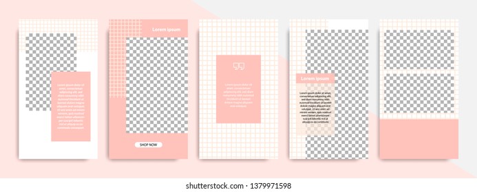 Modern minimal geometric shape square banner template in pink and peach color. Corporate advertising template for social media stories, story, business banner, flyer, brochure in white background.