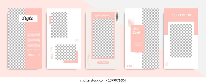 Modern minimal geometric shape square banner template in pink and peach color. Corporate advertising template for social media stories, story, business banner, flyer, brochure in white background.