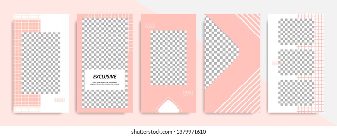 Modern minimal geometric shape square banner template in pink and peach color. Corporate advertising template for social media stories, story, business banner, flyer, brochure in white background.