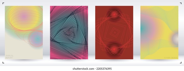 Modern Minimal Geometric Vector Poster Design with Lines and Gradient Colorful Circles. Set of Abstract Backgrounds for Covers, Flyers, Templates, Booklets, Cards, Brochures, Branding, etc.