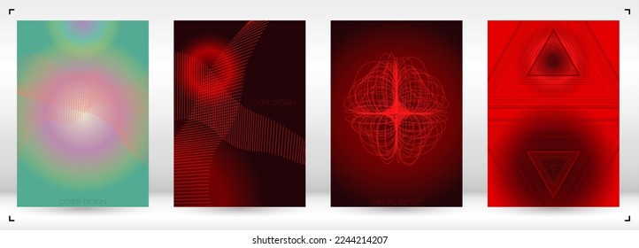 Modern Minimal Geometric Vector Poster Design with Lines and Gradient Colorful Circles. Set of Abstract Backgrounds for Covers, Flyers, Templates, Booklets, Cards, Brochures, Branding, etc.