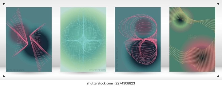 Modern Minimal Geometric Vector Poster Design with Lines and Gradient Colorful Circles. Collection of Abstract Backgrounds for Covers, Flyers, Templates, Booklets, Cards, Brochures, Branding, etc.