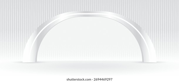 Moderno fondo blanco gris mínimo con pantalla de arco metálico Escena de Vector de ilustración 3D para poner producto u objeto