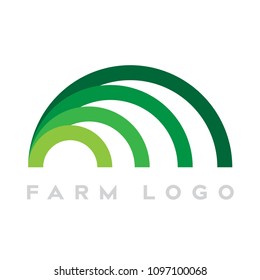 Modern Minimal Half Circle Lines Logo As Green Grass