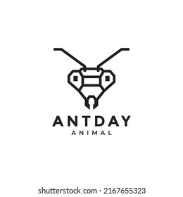 modern minimal head ant logo design vector graphic symbol icon illustration creative idea