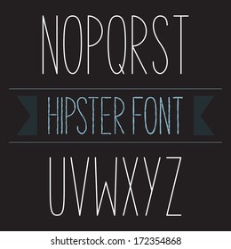 Modern minimal hipster font alphabet; Sans-serif elegant light font, vector alphabet letters design.  Regular, normal version