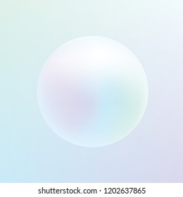 Modern minimal Holographic sphere floating on a light colorful background in purple and blue color combination